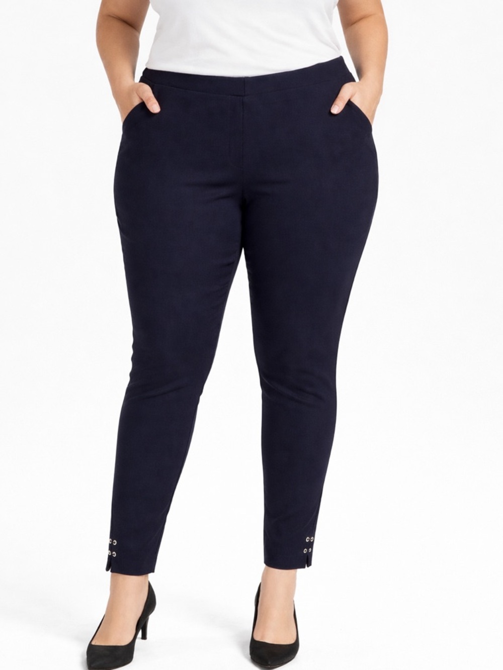 Lauren Ralph Lauren Blue Stretch Ankle Pull-On Pants Size 1X Classic Casual